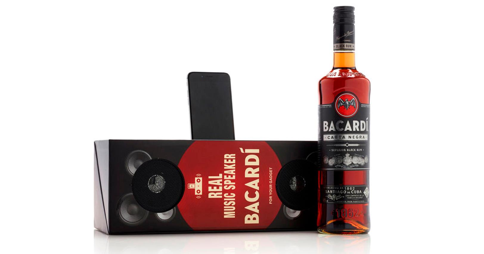 Rum da Bacardi ganha speakers como embalagem
