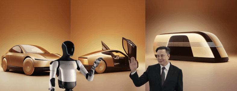 Tesla revoluciona o mercado com robôs e veículos autônomos no We, Robot!