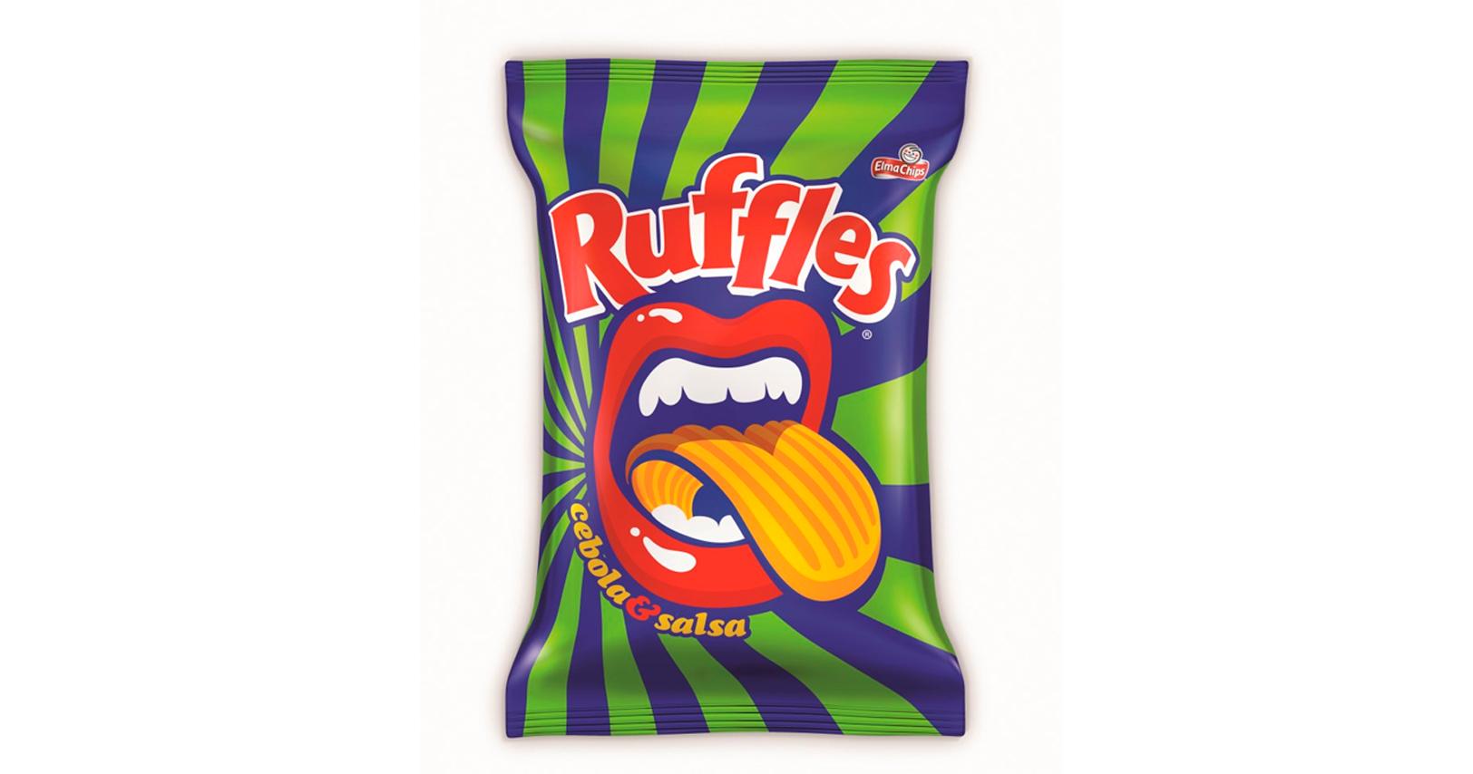 Ruffles muda design das embalagens