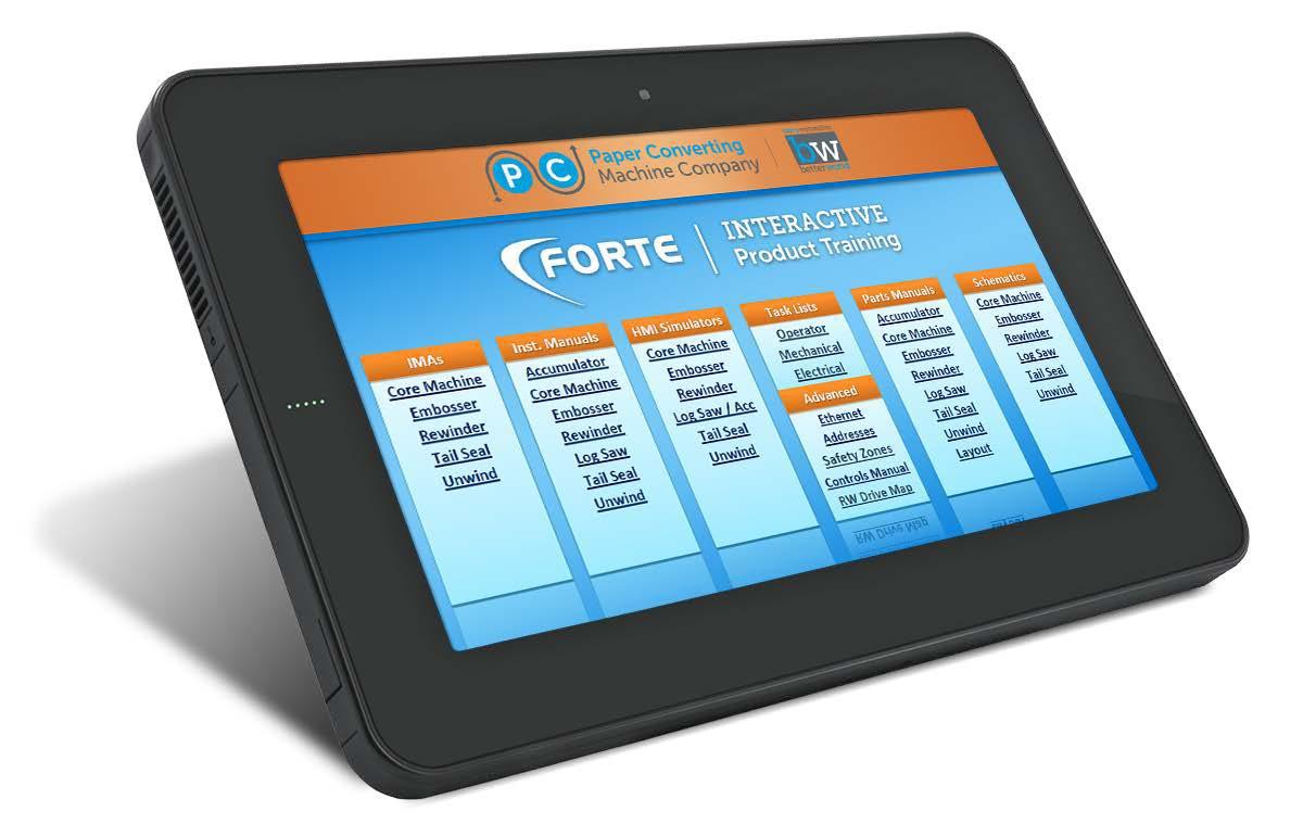 Tablet oferece treinamento no lado da máquina e acesso fácil para clientes